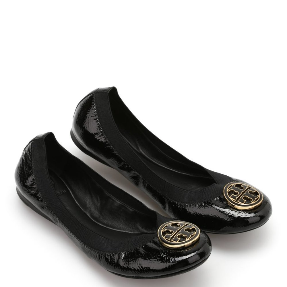 Tory Burch Black and Gold Loafers Flats